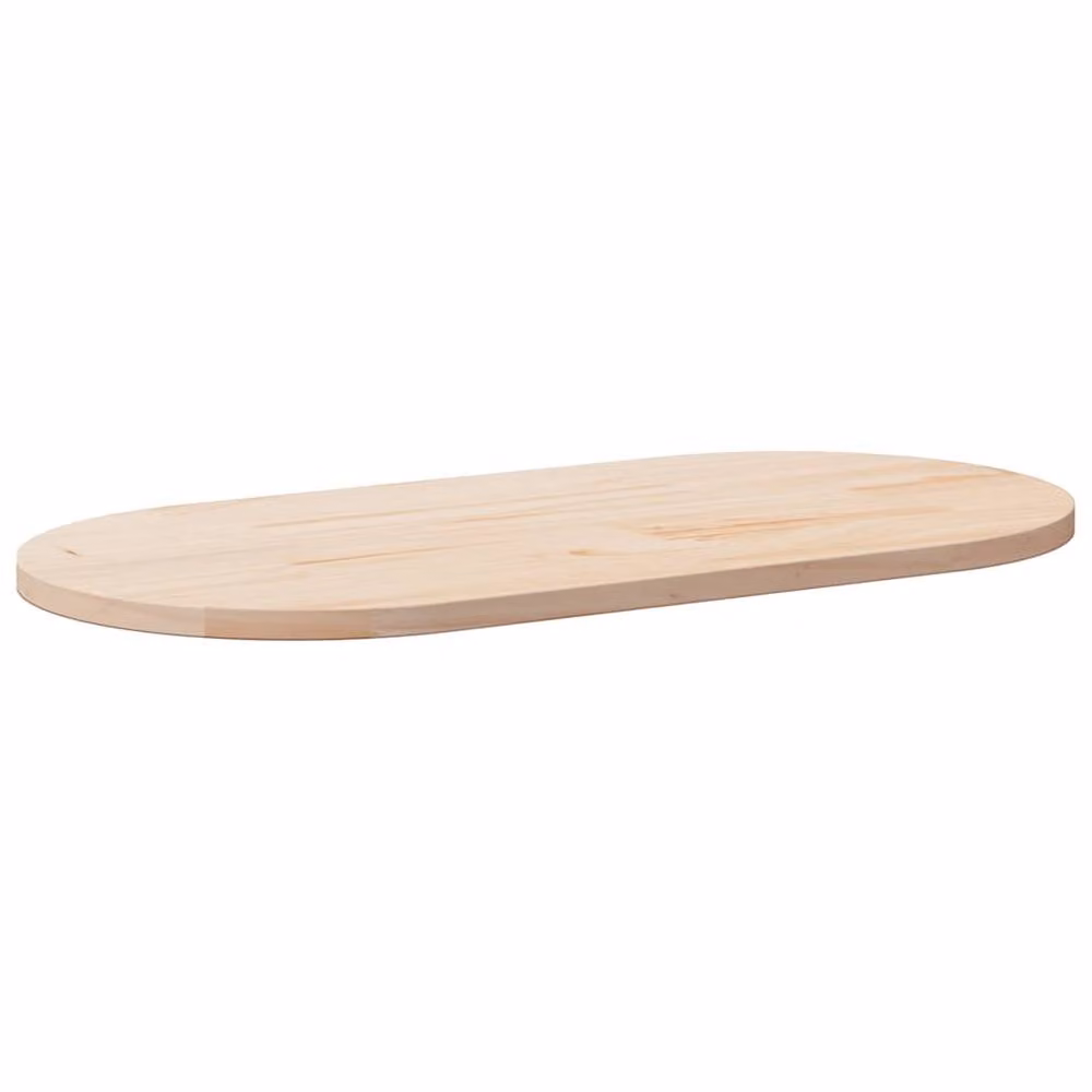 Berkfield Home Oval Solid Wood Pine Table Top in Light Tan, W: 100 cm, D: 50 cm, H: 2.5 cm