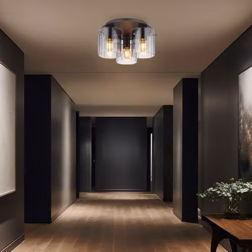Netlighting Tulivar Cluster Ceiling Light in Grey with 3 Smoky Glass Shades, Diameter: 37 cm – 4