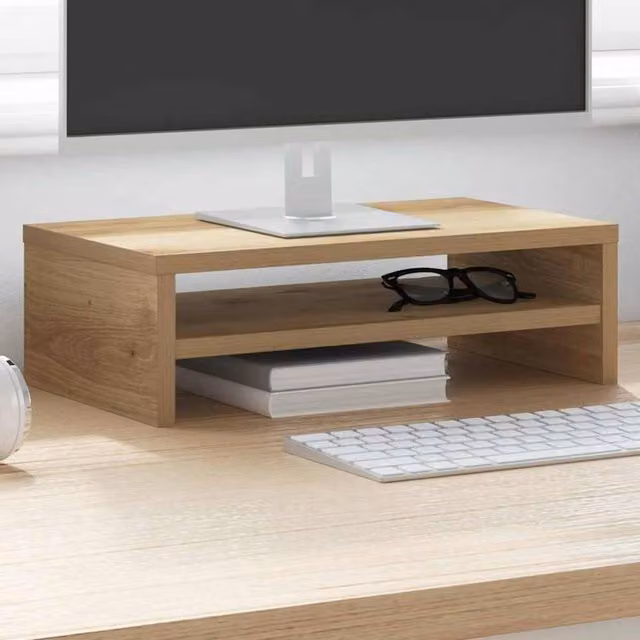 Berkfield Home Artisan Oak Monitor Stand, Brown, W: 42 cm, D: 24 cm, H: 13 cm – 1