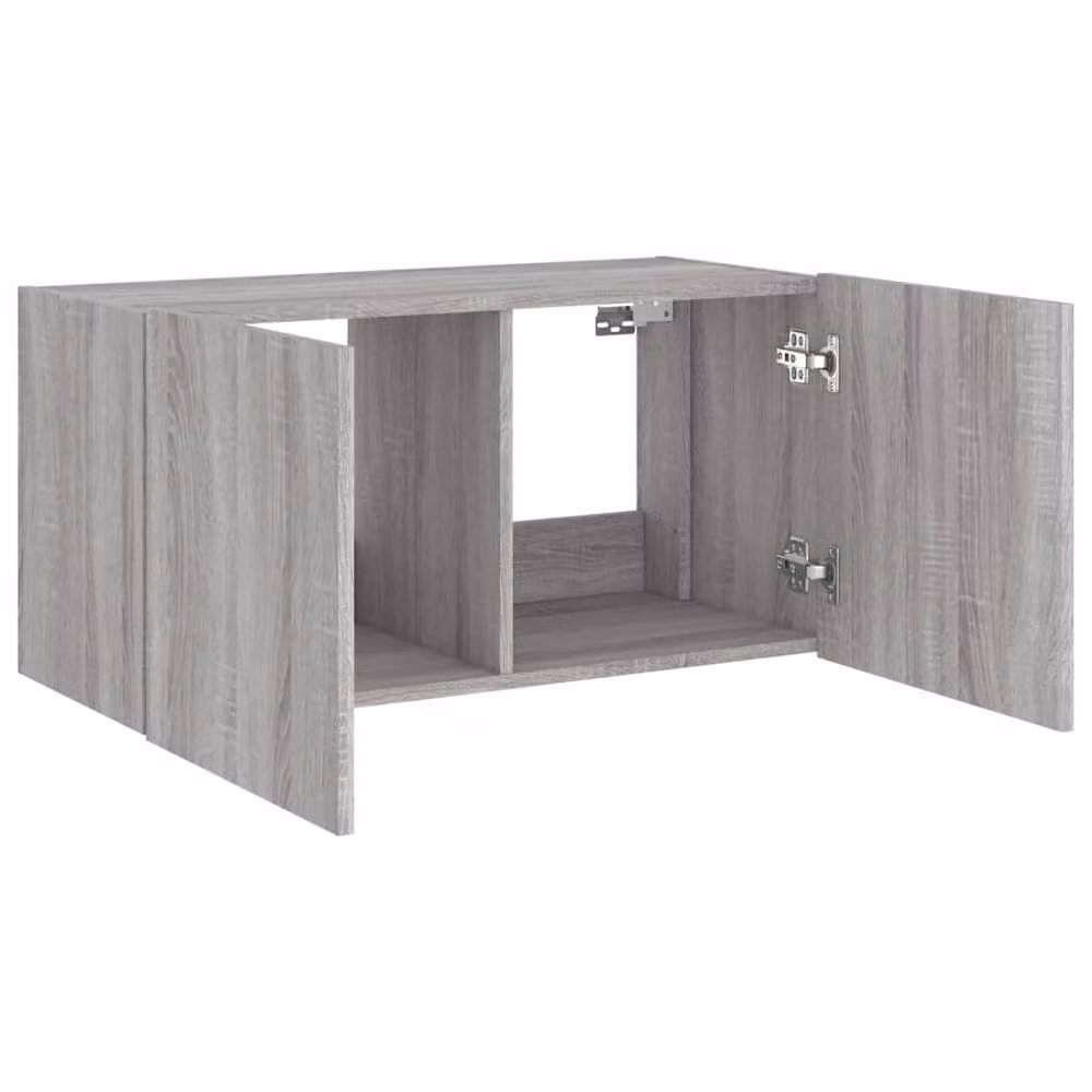 Berkfield Home TV Wall Cabinet with LED Lights in Grey Sonoma, W/D/H: 80 x 35 x 41 cm – 5