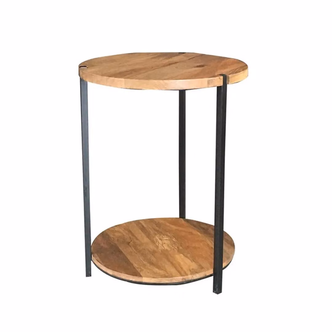 Jaipur Furniture Ltd Ravi Double Round Top Table in Brown Mango Wood and Black Iron, W46 x D46 x H60 cm – 2