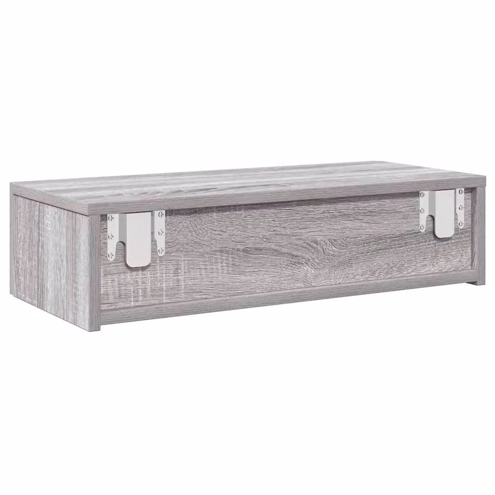 Berkfield Home Wall Shelf with Drawers in Grey Sonoma, W: 60 cm, D: 26.5 cm, H: 15 cm – 2
