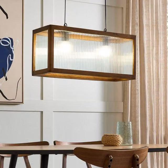 Wyld and Coco Handmade Mango Wood Pendant Lamp in Brown