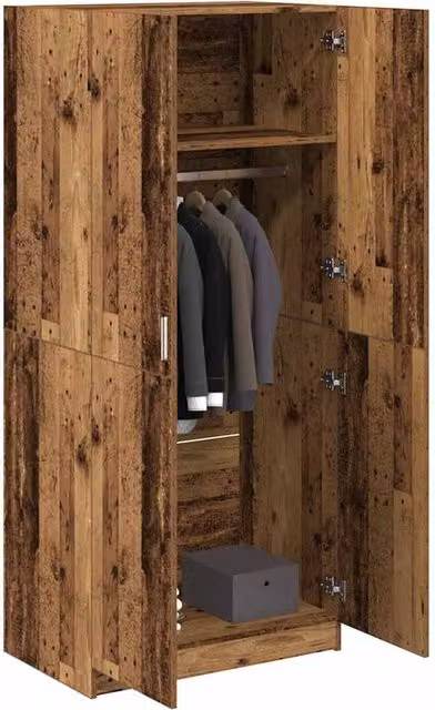 Berkfield Home Old Wood Wardrobe in Brown, W/D/H: 90 x 52 x 200 cm
