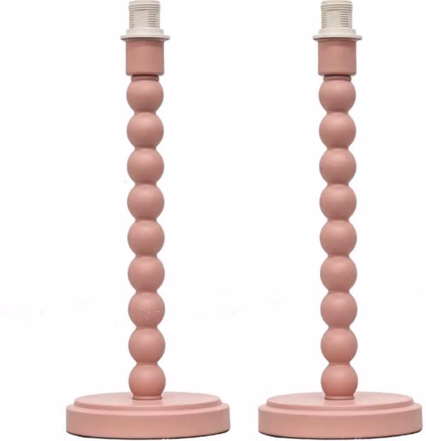 First Choice Lighting Bobbin Set of 2 Table Lamp Bases in Pink, H 36.5 cm x W 14 cm x D 14 cm – 1
