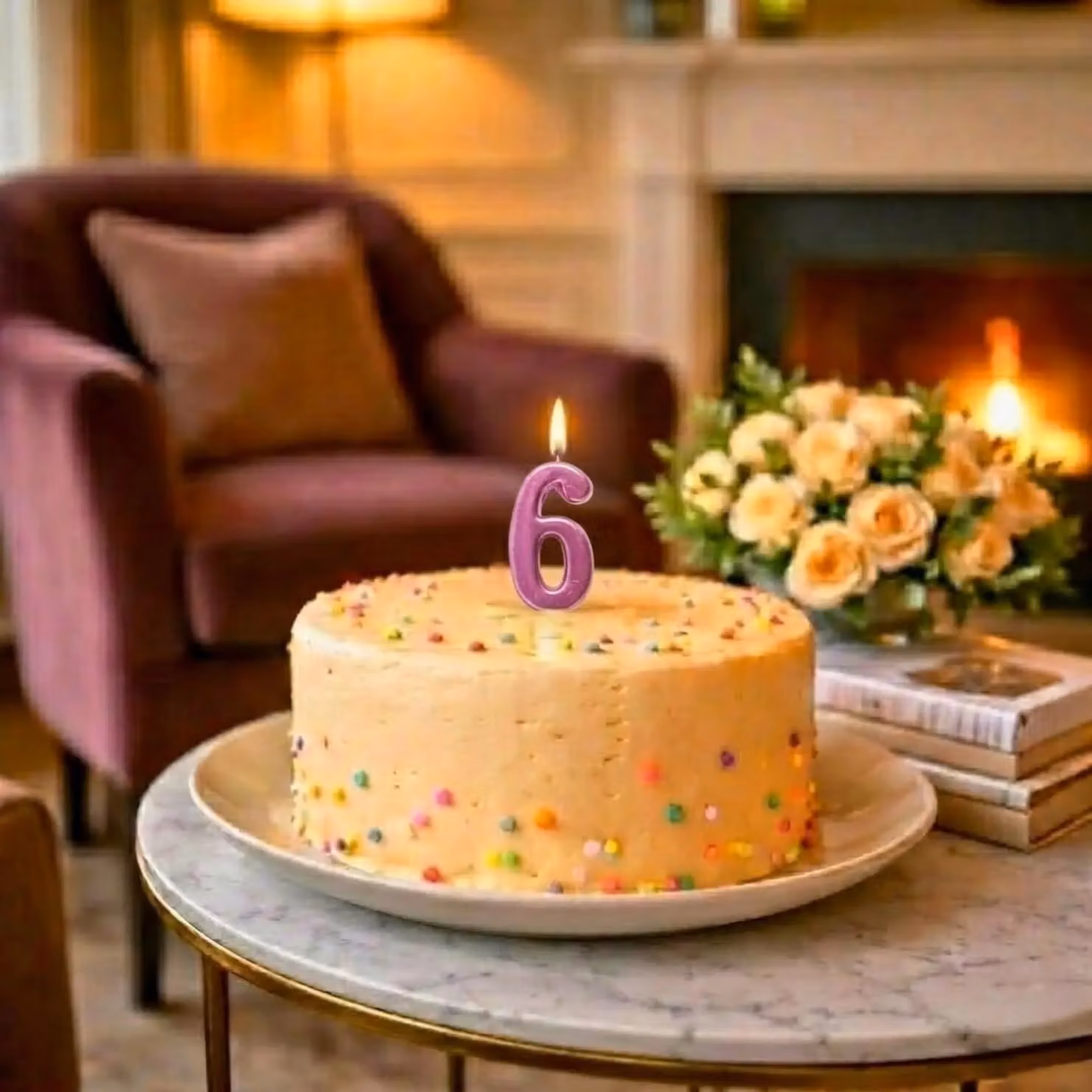Shatchi Pink Number 6 Birthday Cake Candle Topper – 4