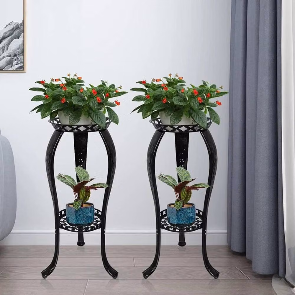EONLION Black Metal Flower Plant Pot Display Stand Shelf – 4