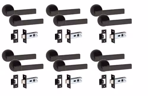 Golden Grace Capri Door Handles with Latch in Matt Black Finish – 1