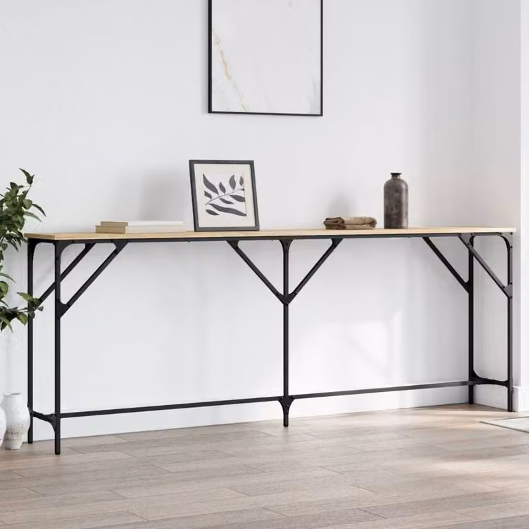 Berkfield Home Sonoma Oak Console Table in Brown, W: 200 cm, D: 29 cm, H: 75 cm