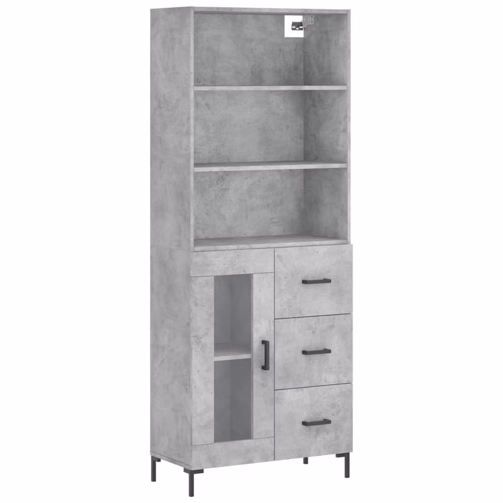 Berkfield Home Highboard in Concrete Grey, W/D/H: 69.5 x 34 x 180 cm – 3