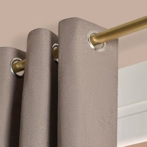 OHS Taupe Blackout Eyelet Curtains, Thermal Insulated Woven Texture Fabric, 2 Panels, W: 167 cm, H: 182 cm – 3