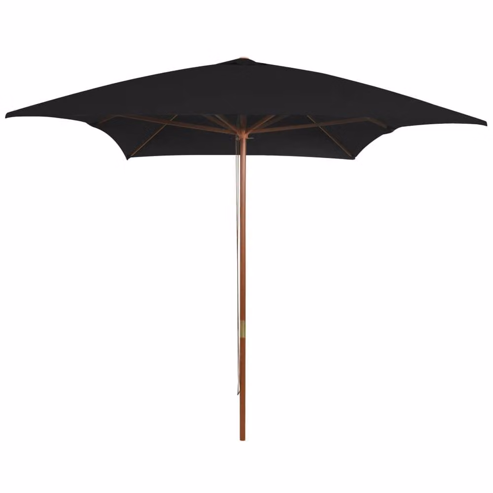 Berkfield Home Outdoor Parasol with Wooden Pole, Black, W: 300 cm, D: 200 cm – 1