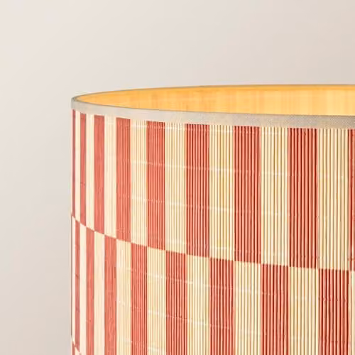 ValueLights Heather Dark Wood Floor Lamp with Orange Checkerboard Bamboo Shade and Bulb, H: 180 cm, W: 30 cm, D: 30 cm – 3