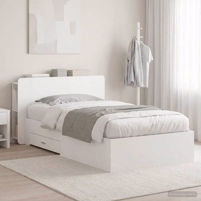 Berkfield Home Modern Bed Frame with Storage Drawers in White, Engineered Wood, W: 80 cm, L: 200 cm – 1