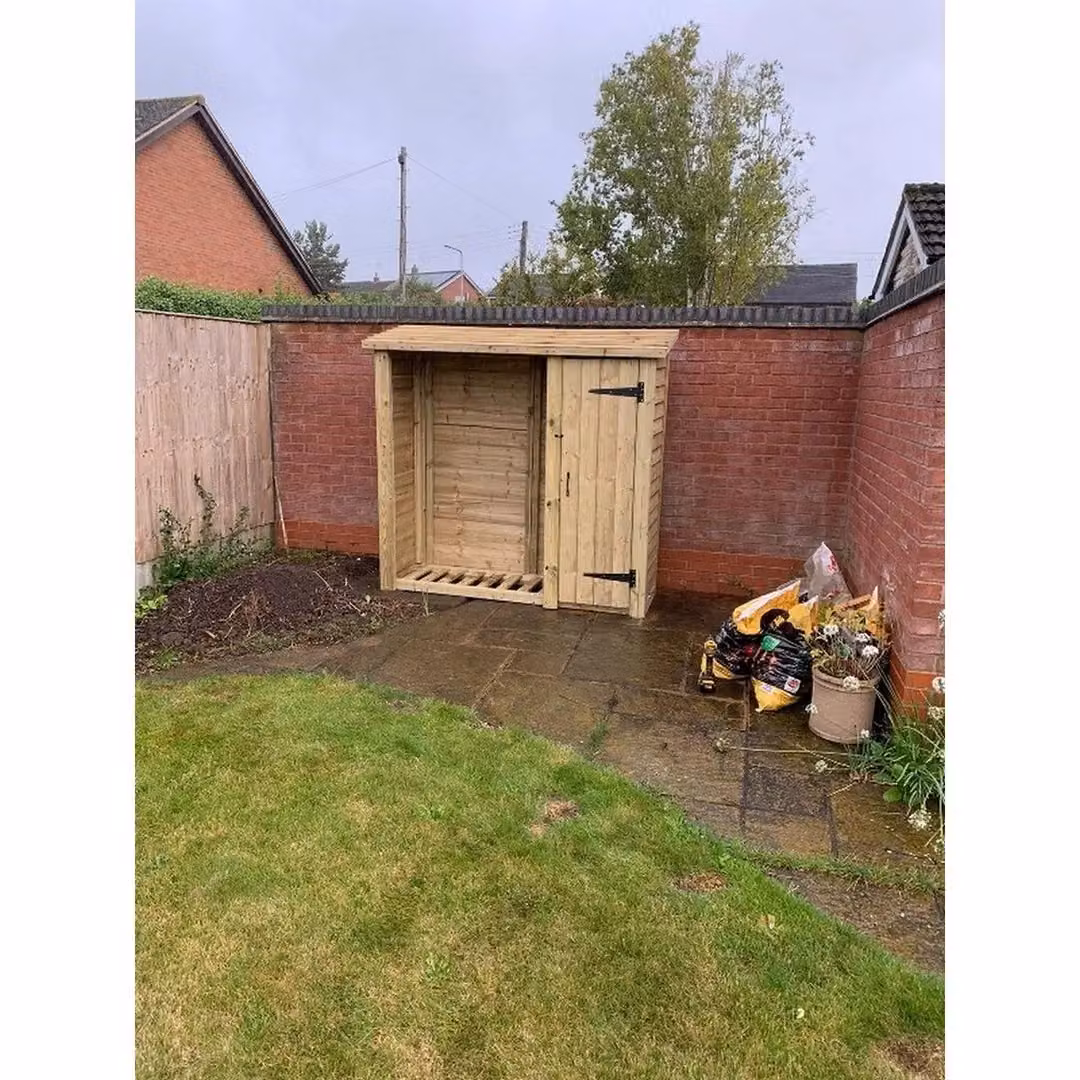 Churnet Valley Garden Furniture Ltd Heavy Duty Wood Logstore with Tool Shed and Kindling Storage in Brown, H 180 x W 180 x D 60 cm – 2