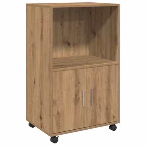 vidaXL Rolling Cabinet in Artisan Oak, Brown Engineered Wood, W/D/H: 55 x 40 x 91 cm