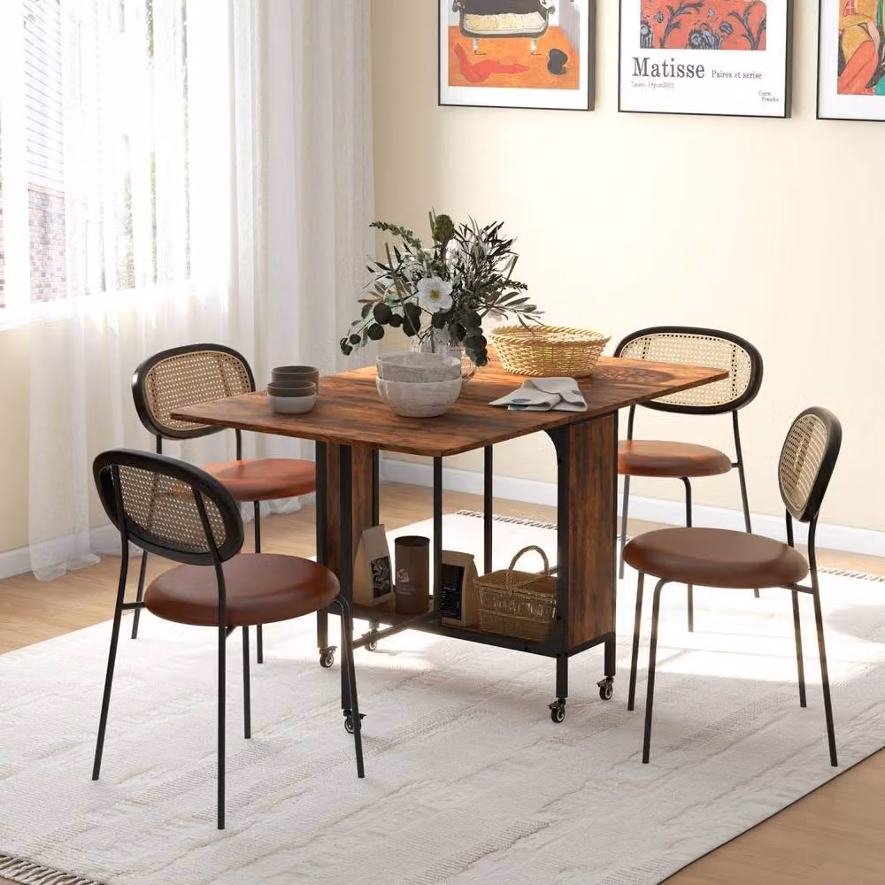 Wyld Haus Nilanana Rustic Brown and Black Drop Leaf Dining Table, Seats 6 – 3