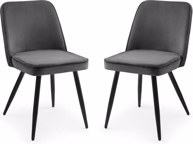 Cheshire Kingsley Set of 2 Elegant Grey Velvet Dining Chairs