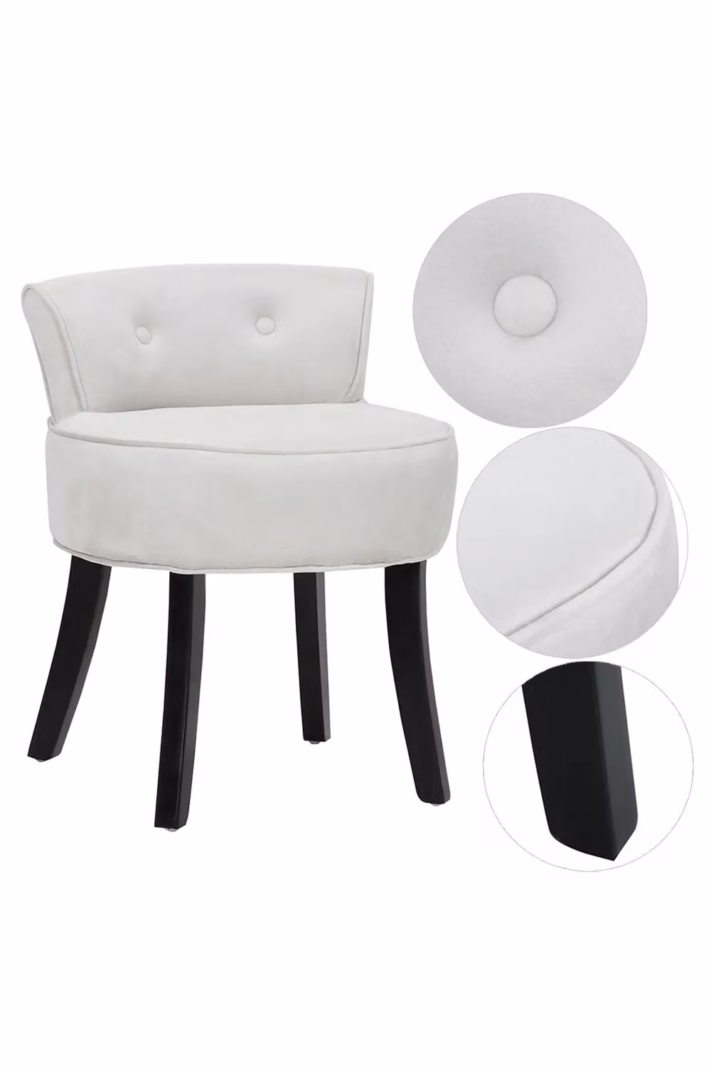 H&O Direct Velvet Soft Vanity Stool Dressing Table Chair in Light Grey – 2