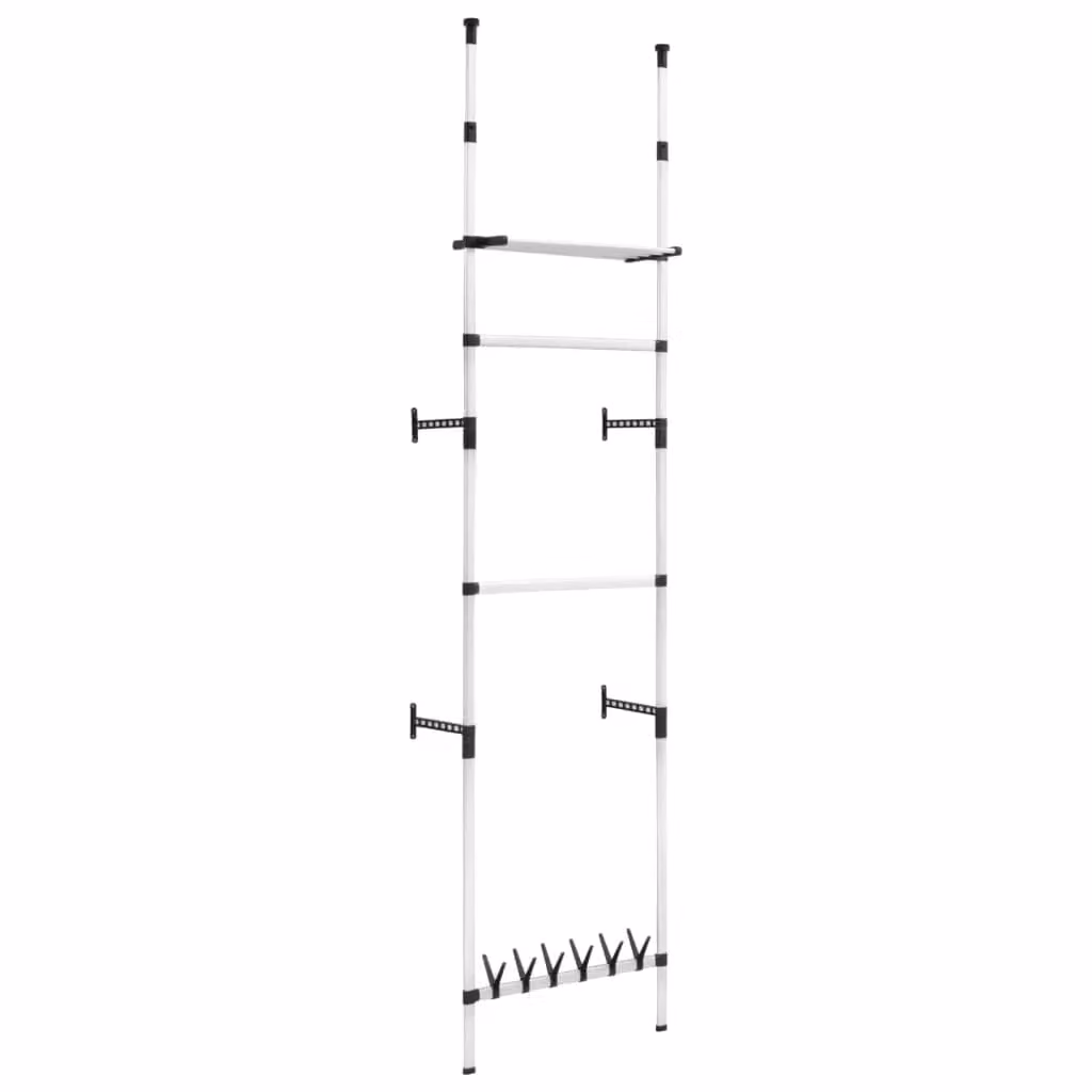 Berkfield Home Telescopic Wardrobe System with Clothes Rail and Shelf in Silver Aluminium – 1