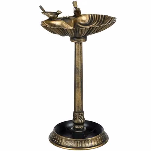 Outsunny Bronze Tone Bird Bath with 2 Decorative Birds, Height: 81 cm – 1