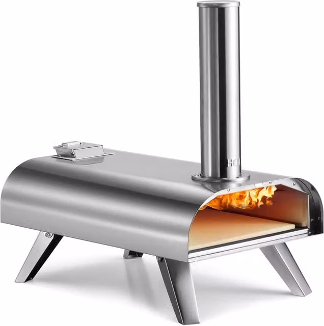 Gr8 Garden Portable 12 inch Wood Pellet Pizza Oven and BBQ Stainless Steel Outdoor Grill in Silver W/D/H: 68.5 x 36.5 x 63.0 cm