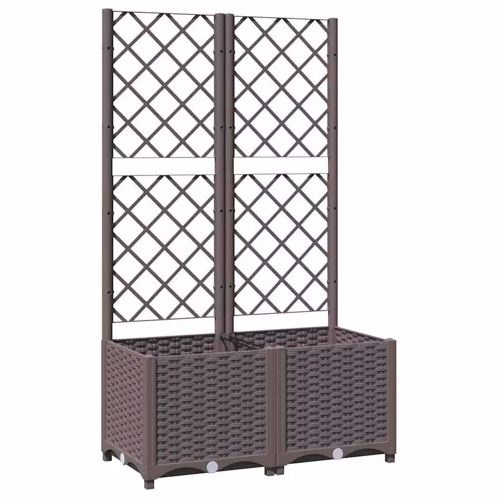 Berkfield Home Garden Planter with Trellis, Brown, W: 80 cm, D: 40 cm, H: 136 cm – 3