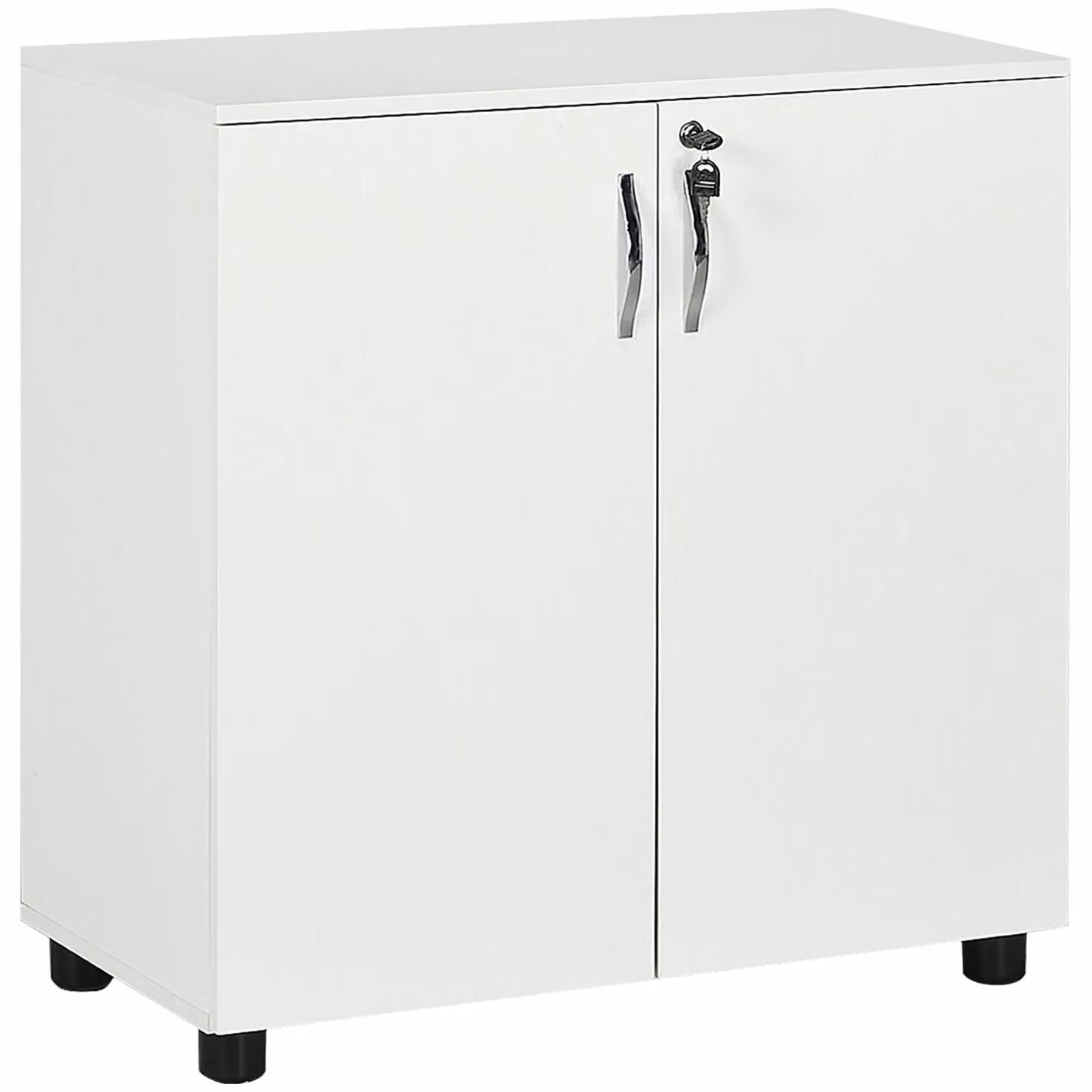 VINSETTO 2-Tier Locking Office Storage Cabinet with Internal Shelves and Hinged Doors in White – 2