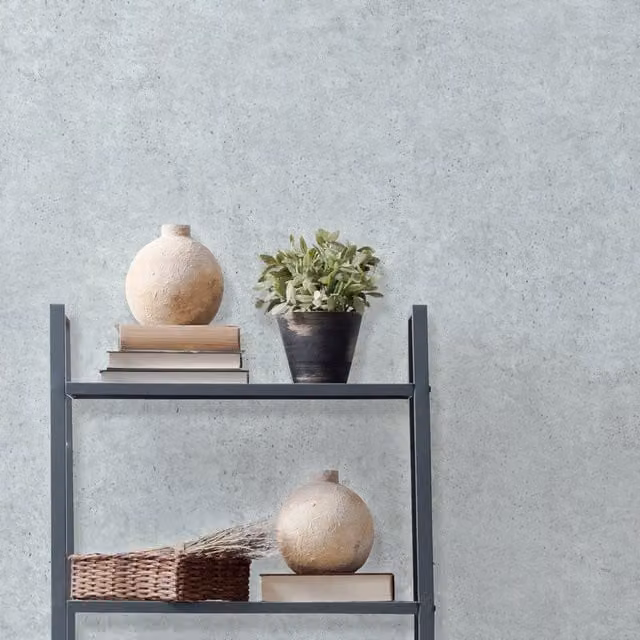 Muriva Duplex Cemented Wall Abstract Art in Silver and Grey with Stone Look