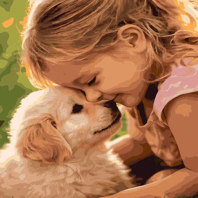 Syntego Cute Little Girl and Retriever Pup 5D DIY Diamond Painting Kit, Multicolour