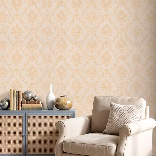 Lifeideas 3D Embossed Non-Woven Floral Botanical Wallpaper in Gold Style B