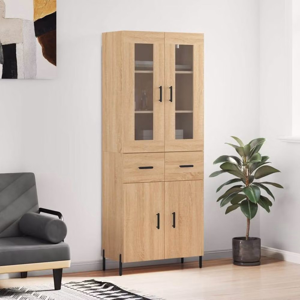 Berkfield Home Sonoma Oak Highboard in Brown, W/D/H: 69.5 x 34 x 180 cm – 2