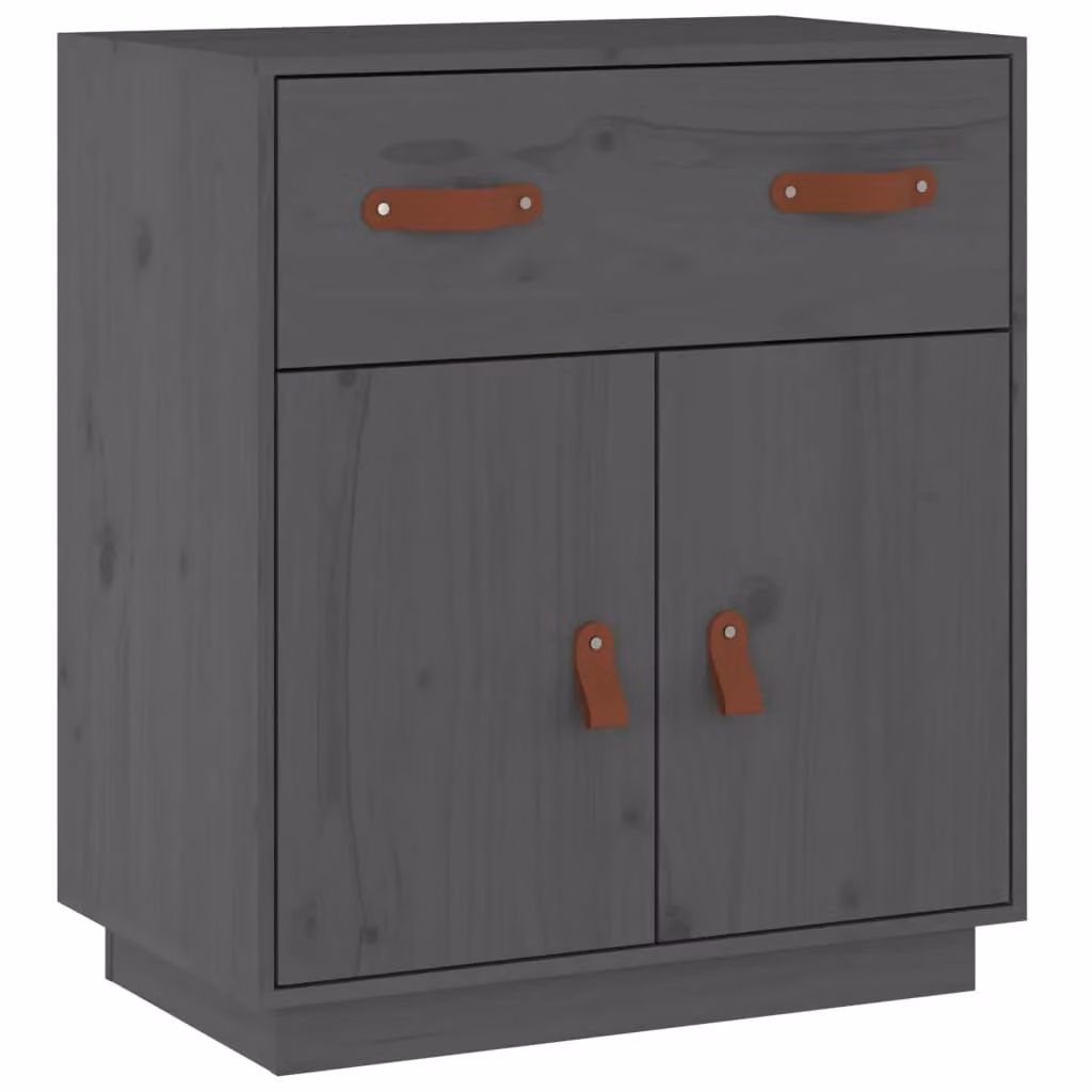 Berkfield Home Grey Rustic Solid Wood Pine Sideboard W/D/H: 65.5 x 40 x 75 cm – 2