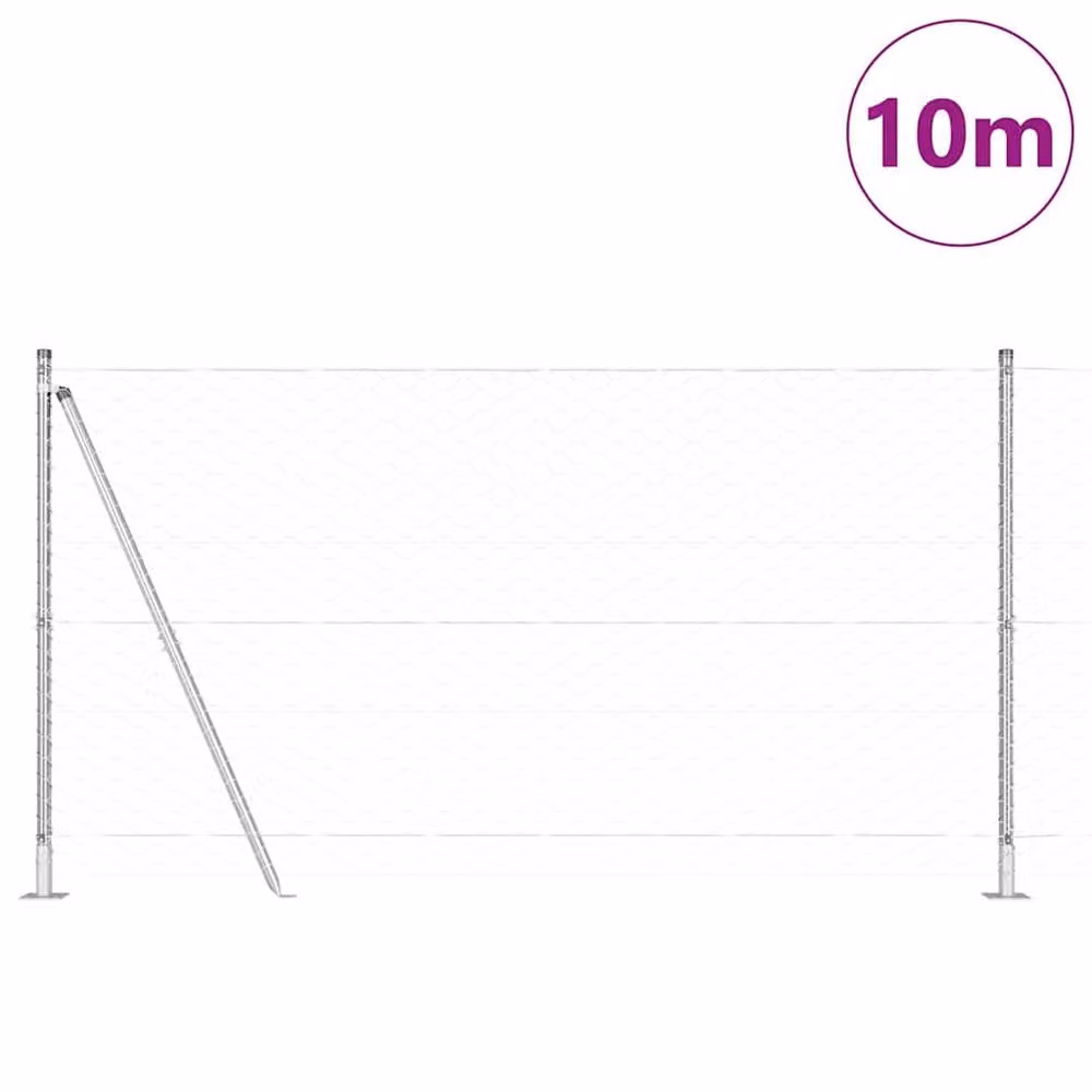 Berkfield Home Hexagon Fence in Silver Galvanised Steel, H: 120 cm x W: 10 m – 2