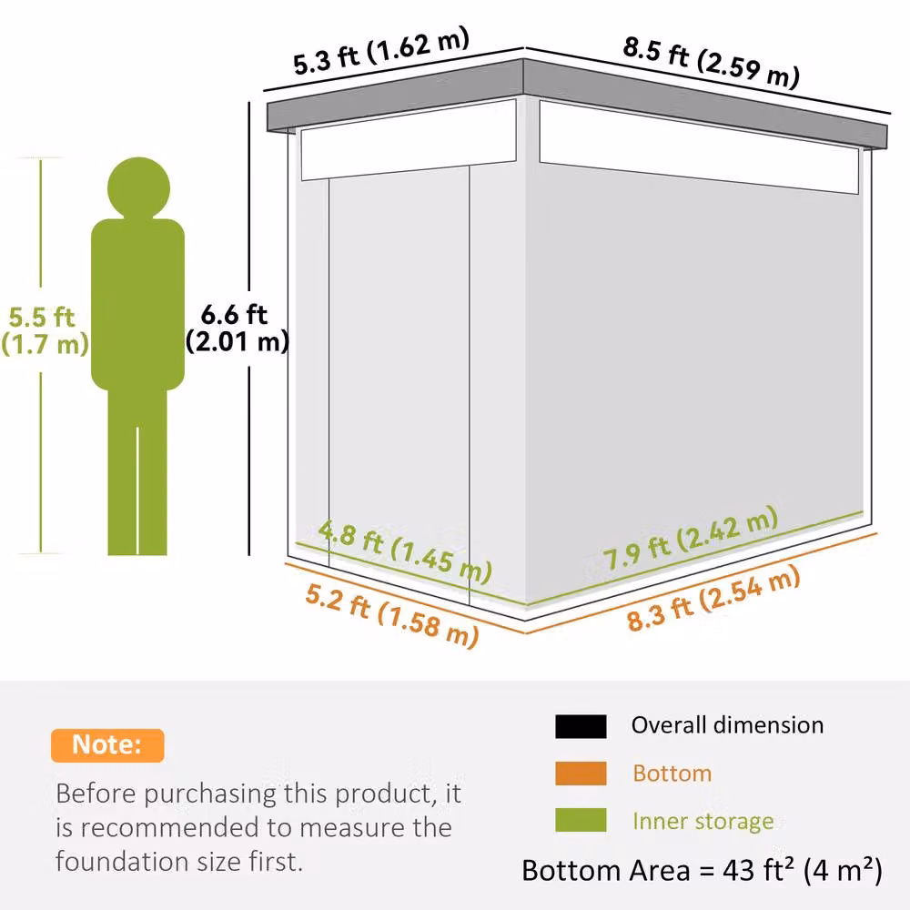 Rolipo Galvanised Steel Shed with Lockable Single Door and Window, Dark Grey, W/D/H: 161.5 x 201.0 x 162.0 cm – 3