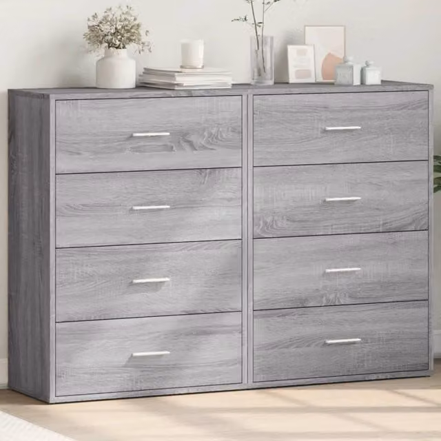 Berkfield Home Set of 2 Grey Sonoma Sideboards in Engineered Wood, W/D/H: 60 x 31 x 84 cm
