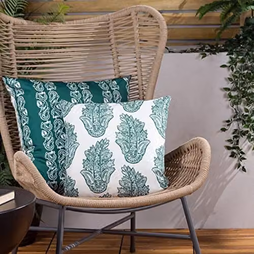 Paoletti Kalindi Stripe Square Outdoor Polyester Filled Cushion in Petrol Blue, W/D/H: 55 x 55 x 55 cm – 2