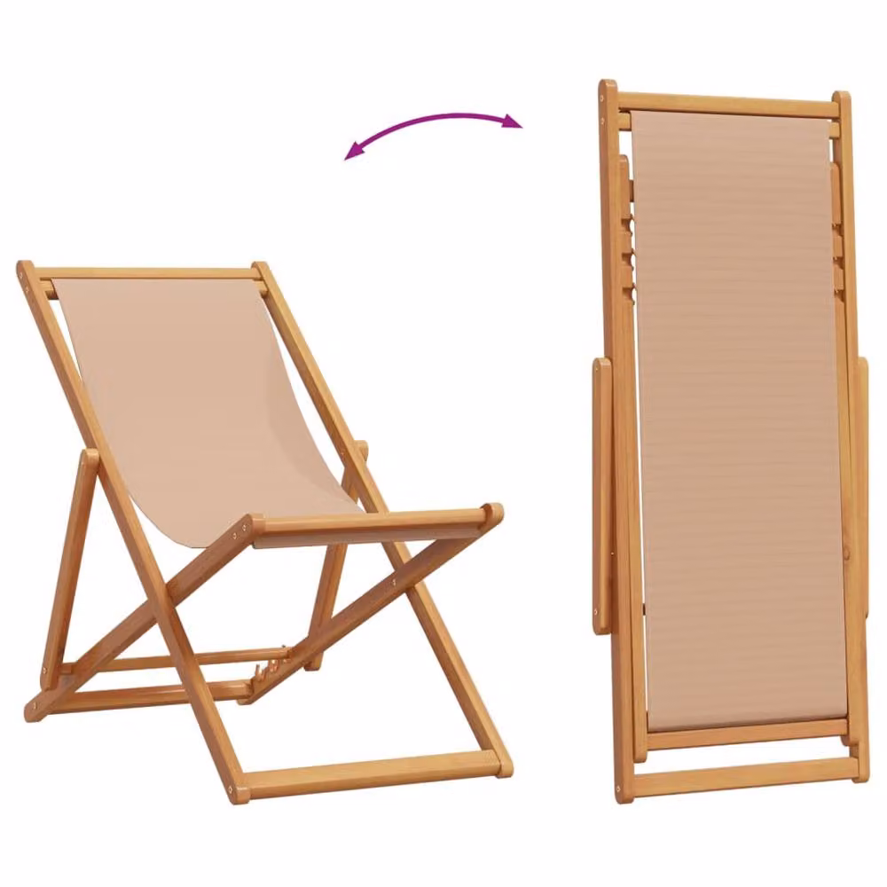 Berkfield Home Folding Beach Chair in Taupe with Solid Wood Eucalyptus Frame and Fabric – 3