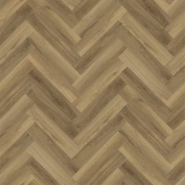 Guardian Click Vinyl Flooring Tiles in Witchita Beech Herringbone, Brown, Pack of 20, W: 62.5 cm, D: 12.5 cm