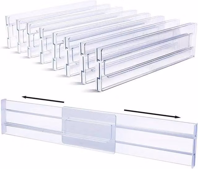 Nordara 8-Piece Adjustable Plastic Drawer Divider Storage Organiser in Transparent – 1