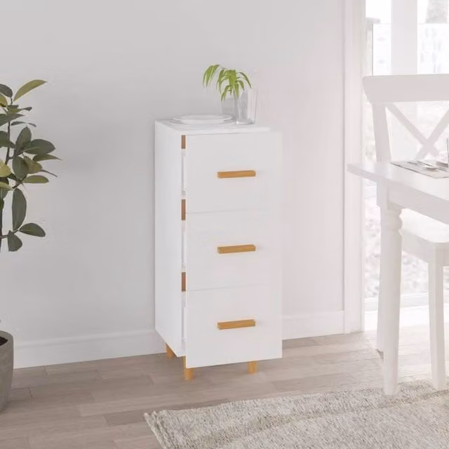 Berkfield Home White Engineered Wood Sideboard W/D/H: 34.5 x 34 x 90 cm