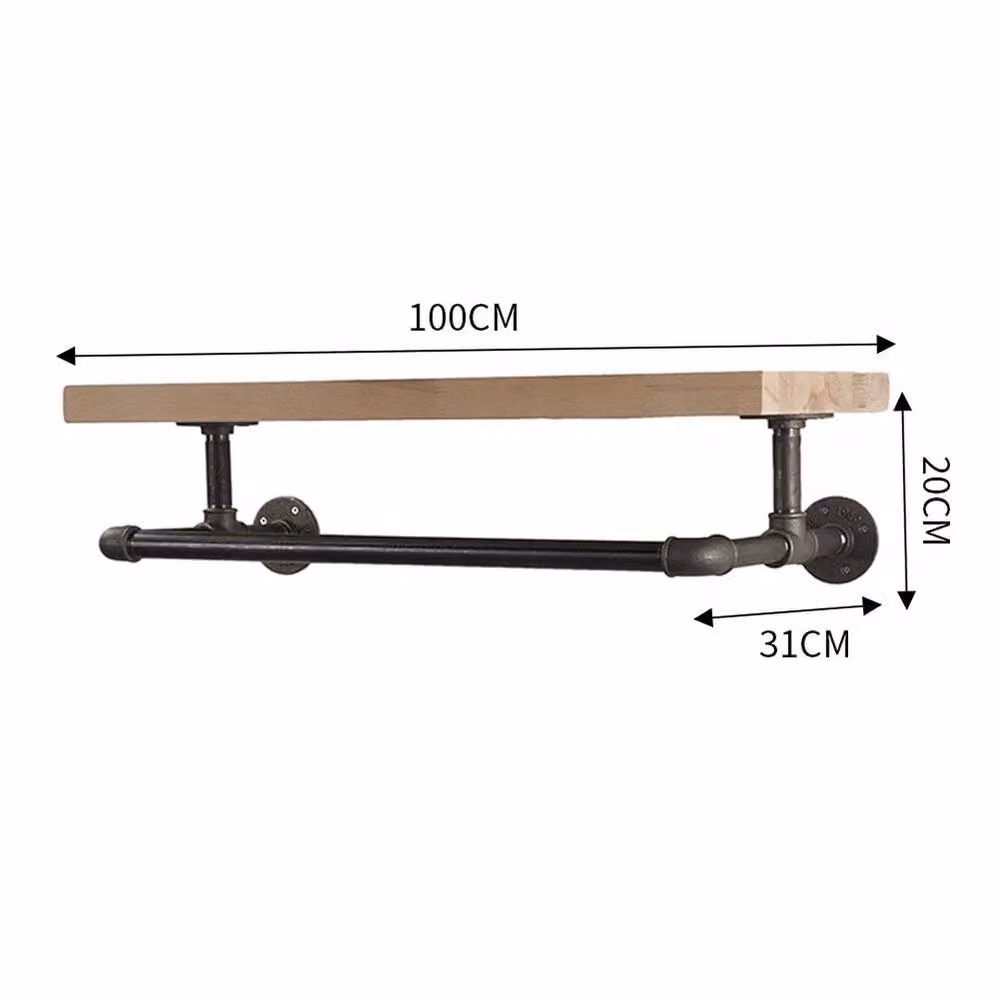FORGEVIO Industrial Pipe Clothes Rail in Matt Black, Width: 100 cm – 2
