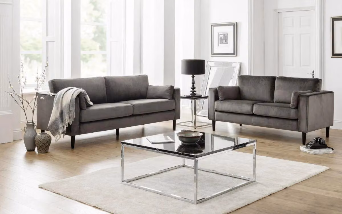 Ashfield Grey Velvet 3 Seater Modern Upholstered Sofa – 3