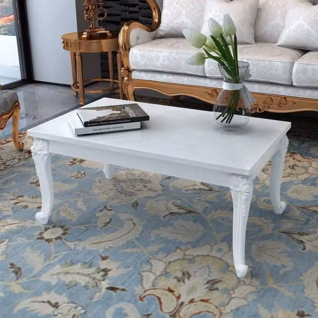 Berkfield Home Glossy White Rectangular Coffee Table W: 100 cm, D: 60 cm, H: 42 cm