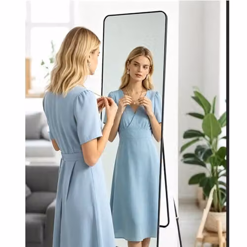 Gr8 Home Modern Black Full Length Freestanding Rectangular Mirror H 150 cm x W 40 cm – 5