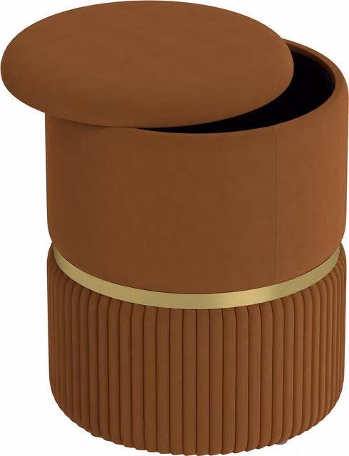 HOMCOM Brown Velvet Storage Ottoman