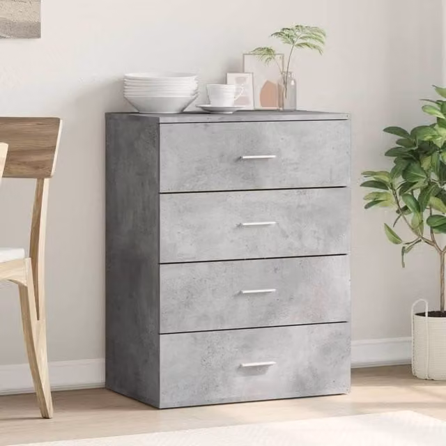 Berkfield Home Sideboard in Concrete Grey, Engineered Wood, W/D/H: 60 x 39 x 80 cm