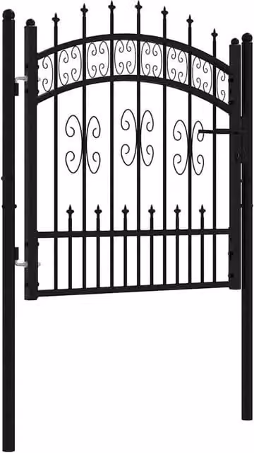 Berkfield Home Spear Top Fence Gate, Black Powder-coated Steel, W: 103 cm, H: 150 cm – 1