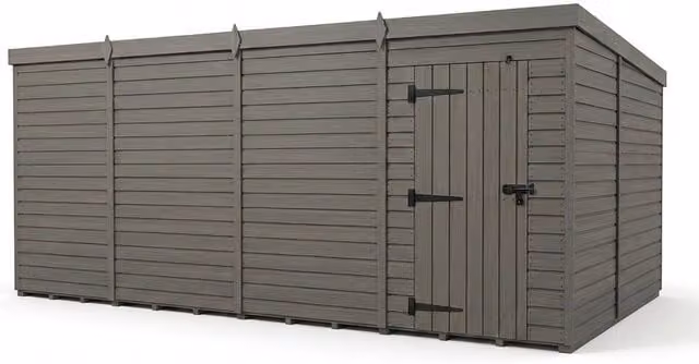 Buttercup Farm Grey Composite Pent Garden Shed with Single Door and No Windows W: 645 cm, D: 274 cm, H: 210 cm