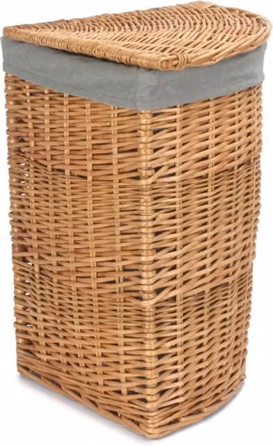 Red Hamper Wicker Basket with Grey Lining and Handles, Diameter: 33 cm